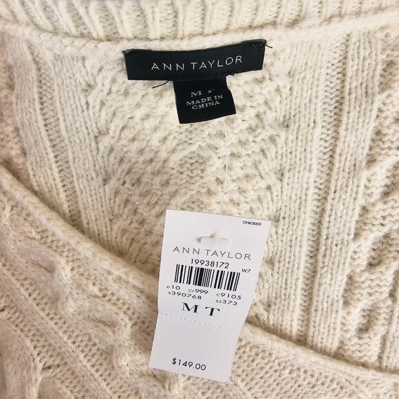 Ann Taylor Cream Alpaca Wool Sweater Dress Medium Tall ~ NWT! - Picture 2 of 8